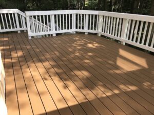Composite decking on a residential backyard deck